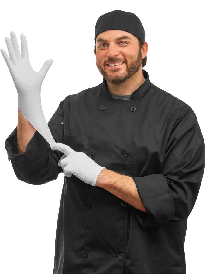 thinsense white nitrile gloves from FoodHandler