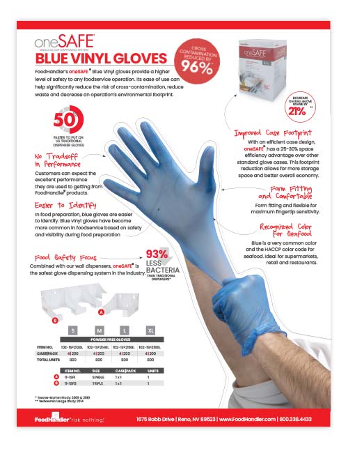OneSafe Blue Vinyl Gloves Sell Sheet