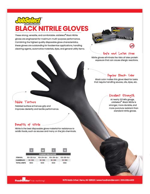 JobSelect Black Nitrile Gloves Sell Sheet