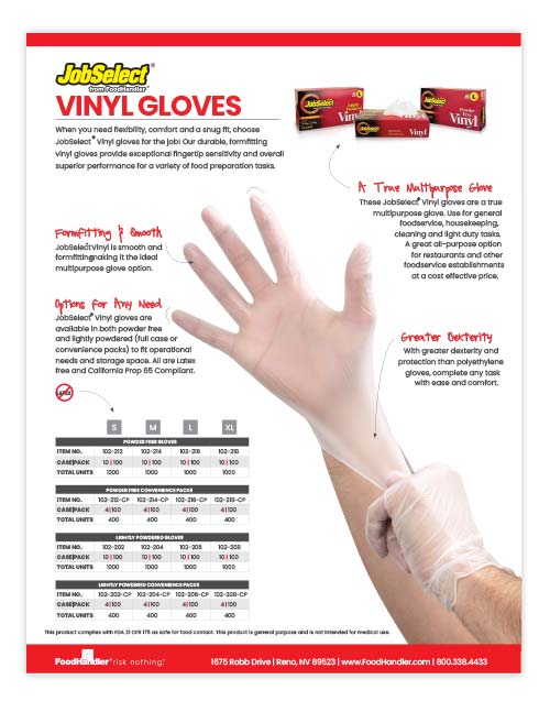 JobSelect Vinyl Gloves Sell Sheet
