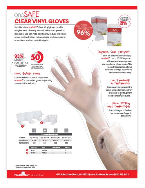 OneSafe Clear Vinyl Gloves Sell Sheet