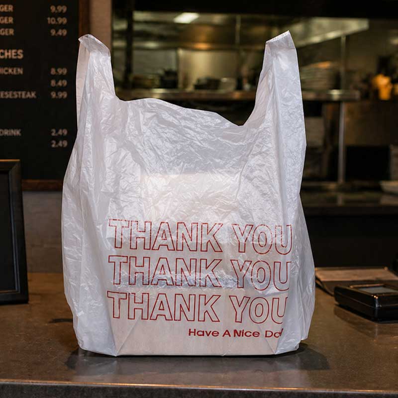 FoodHandler thank you togo takeout take home bag - white